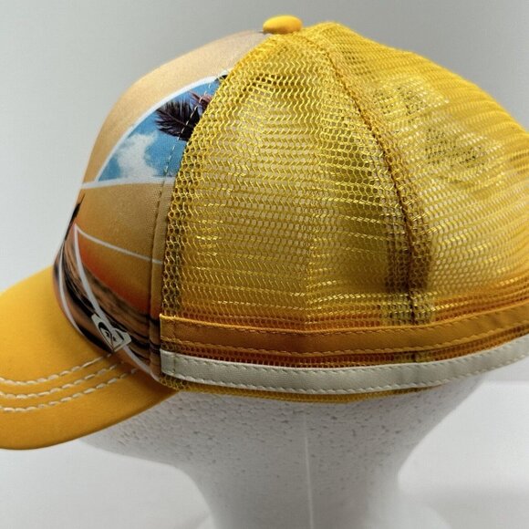 Preowned Roxy California Snapback Trucker Hat  Yellow Surf Beach Theme - Picture 2 of 7
